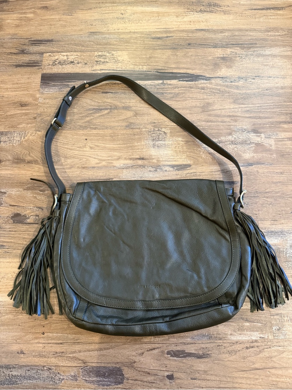 See By Chloé Olive GreenLeather Fringe Shoulder Bag